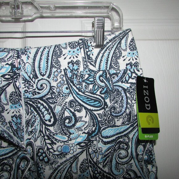 IZOD Blue Paisley G-Flex Capris - Sz 8 - NEW - Picture 7 of 9